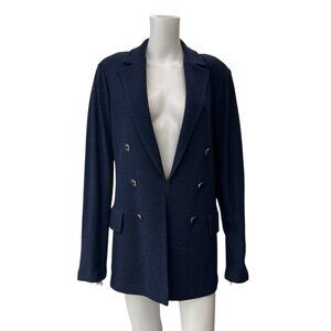 $1695 NWT St. John Deep Blue Knit Double Breasted Blazer Jacket size 16